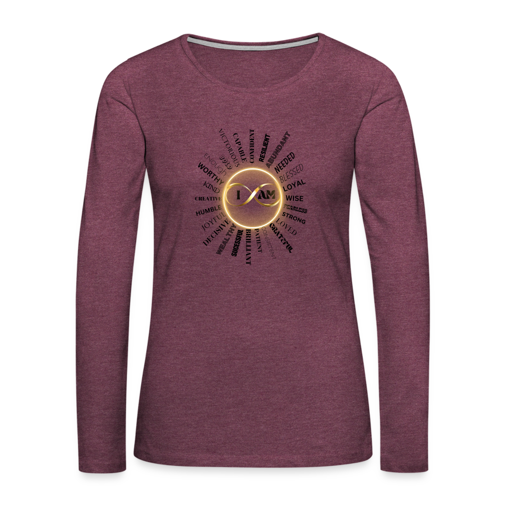 I AM Women's Premium Long Sleeve T-Shirt - heather burgundy